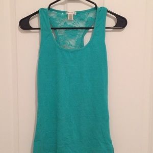 Green Lace Tank Top Women’s Medium Y2K